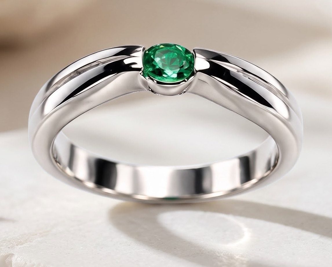 Petite merveille — bague en argent 9,25, émeraude sertie