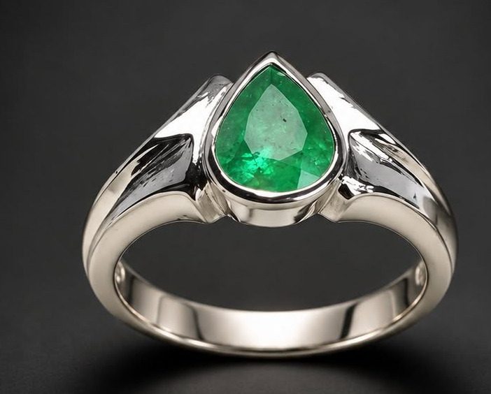 Soul Pleureur — bague en argent 9,25, émeraude en goutte